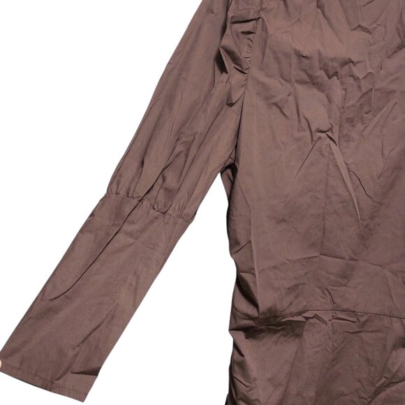 ASOS Design Solid Dark Brown Round Neck Long Sleeve Ruched Dress 10 - Picture 6 of 10